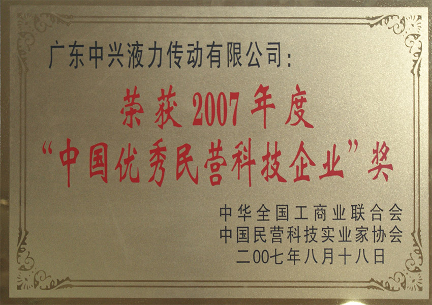 2007年中國優秀民營科技企業